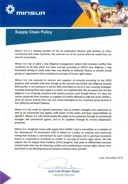 CONFLICT MINERAL POLICY STATEMENT